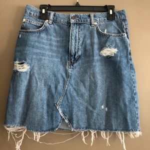 Distressed Denim Skirt